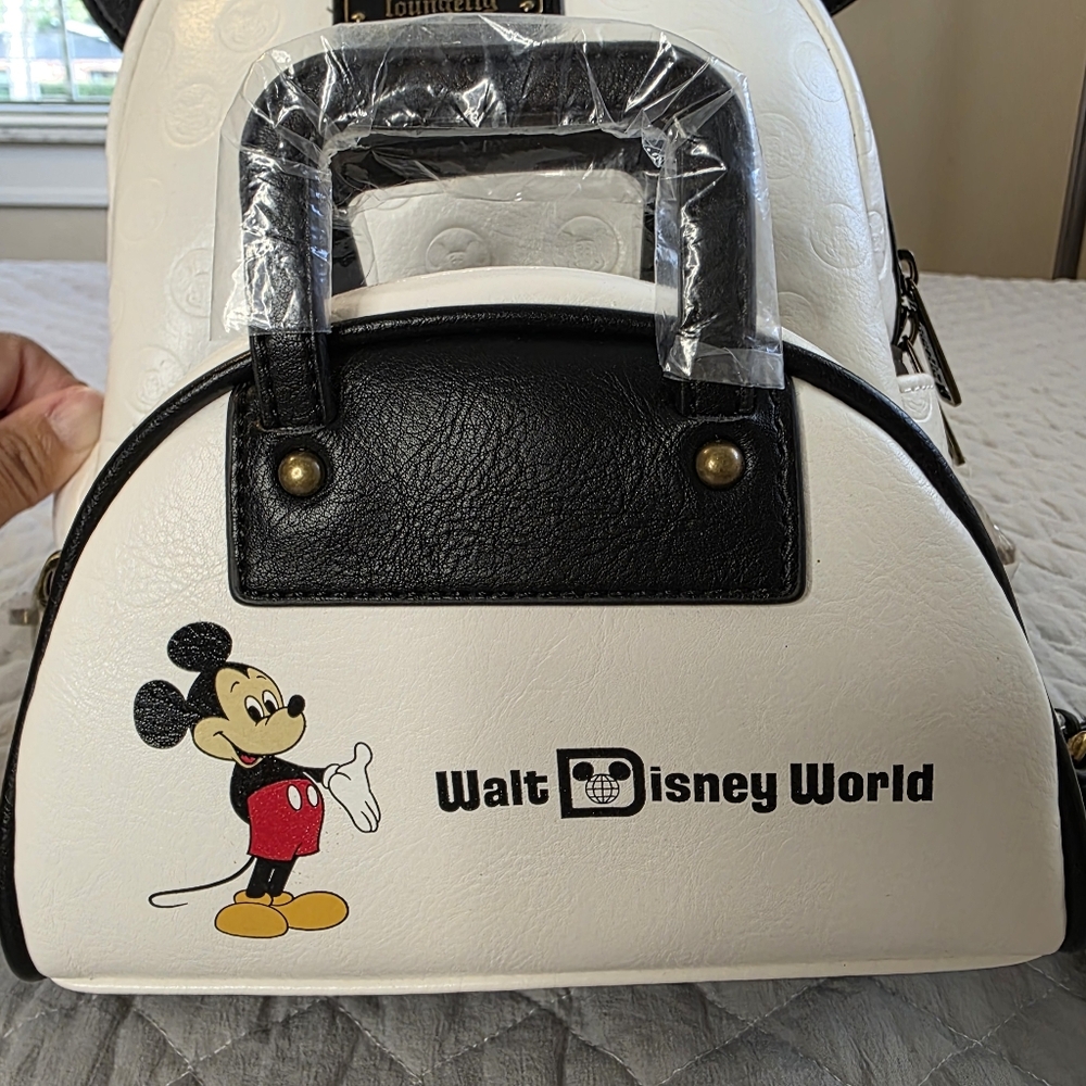 Disney White and Black Mickey Mouse Mini Backpack - Picture 2 of 8
